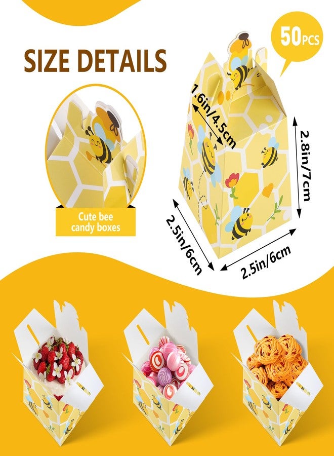 Cyblinia 50 Pieces Paper Bee Candy Boxes Beehive Gift Boxes Bumble Bee Favor Boxes for Wedding Birthday Party Decorations - Image 2